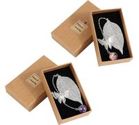 Metal Sheet Bookmarks,2 Pieces Butterfly Bookmarks Metal Leaf Bookmark With Butterfly Pendant 3d Practical And Creative Gift For Book Lovers,Friends Students