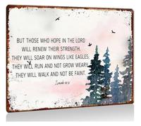 Metal Sign Isaiah 40 31, Wall-Art, Scripture Print, Hope in The Lord, Watercolor Landscape, Eagle Painting, Gift