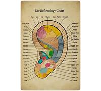 Metal Sign Tableau De Réflexologie Auriculaire Guide du Massothérapeute Vintage Plaque Étain Signe Unique Art Décoration pour Café, Restaurant, Salon 30x40cm
