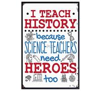 Métal Signes J'Enseigne L'Histoire Parce Que Les Professeurs De Sciences Ont Aussi Besoin De Héros Pas Facile À Rouiller Plaque Poster Rétro Poster Métallique Pour Jardin Office Rue 20X30Cm