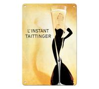 Métal Signes L'Instant Taittinger Champagne Publicité Grace Décoration Plaque Poster Résistant À l'usure Et Durable Signes en Étain pour Magasins Cafés Coopérative 20X30Cm