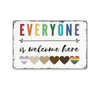 Métal Signes Tout Le Monde Est Le Bienvenu Ici The Classics Plaque Poster Art Signes En Étain Pour Salle Bain Bars Jardin 20X30Cm