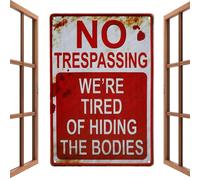 Metal Signs Outside - Retro No Trespassing Decoration for Yard Safety Display | Vintage Tin Plate Wall, Weather Resistant Indoor Outdoor Decor for Porch Garden Home Bar Club