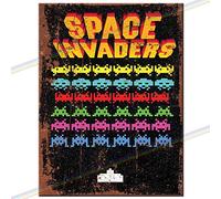Metal Signs Plaque murale en métal à suspendre avec logo Space Invaders Style rétro Pour cuisine, abri de jardin, garage Taille M (20 cm x 15 cm)