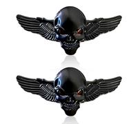 Metal Skull Autocollant De Voiture, 2 Pcs de 3D Skull en Alliage de Zinc Métal Autocollant De Voiture Skull Emblème Badge Car Styling Autocollants Accessoires pour Voiture Moto (Noir)