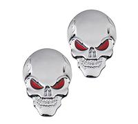 Metal Skull Autocollant De Voiture, 2 Pcs de 3D Skull en Alliage de Zinc Métal Autocollant De Voiture Skull Emblème Badge Car Styling Autocollants Accessoires pour Voiture Moto