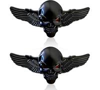 Metal Skull Car Sticker, 2 Pcs Of 3d Skull Zinc Alloy Metal Sticker Car Skull Emblem Badge Car Styling Stickers Accessories For Car Motorcycle (Black)
