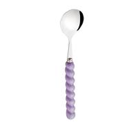 Metal Soup Spoon, Restaurant Serving Utensil, Stainless Steel Build, Elegant Pearled Handle, Durable Tableware, Silver Finish, Ideal for Home, Café, Hotel Use, 6.97x1.57in