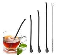 Metal Straws, 2 in 1 Food Grade Long Spoon with Cleaning Brush Filter | Kitchen accessory, metal straws, 2 in 1 food grade long spoon with cleaning brush filter for organized beverage and party set