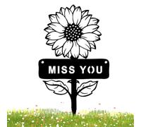 Metal Sunflower Stakes, Yard Patio Decor, 9.06 Inches Sign with “Miss You” Words, Outdoor Garden Ornament, Yard Art Accessory with Colorful Design, Decoration Tool for Terraces and Entrances