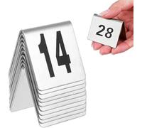 Metal Table Card Stainless Steel 1-50/100, Number Tags Tent Style 5x4cm, Stackable Table Number Cards Double-Sided, Space Saving, Convenient to Clean(1 to 100)