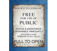 Metal tin Sign 8x12 inches Vintage Style Police Phone Box Tardis Dr Who Wall Door Sign