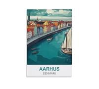 Metal tin Sign Affiches d'Aarhus, Danemark Tin Signe Vintage Metal Plaque Poster Bar Pub Maison Wall Decor 20x30cm