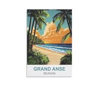 Métal Tin Sign Affiches de la Réunion de Grand Anse Pancarte en Métal Panneau Poster Plaque Métallique Slogan Art Décor Vintage Pr Bar Café Pub 30x30cm