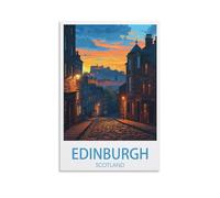 Metal tin Sign Affiches du coucher de soleil à Édimbourg, en Écosse Tin Signe Vintage Metal Plaque Poster Bar Pub Maison Wall Decor 30x30cm