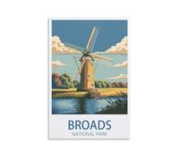 Metal Tin Sign Affiches du lac du parc national des Broads en Angleterre Vintage Drôle Décoration Murale Art Mural Suspendu Fer Peinture pour Maison Jardin Bar Pub Cuisine Salon 15x30cm