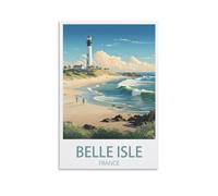 Métal Tin Sign Paysage du phare de Belle-Île, France Retro Wall Art Decor Fer Suspendre Peinture Plaque pour Maison Cuisine Salle Bains Salon Cadeaux 30x40cm