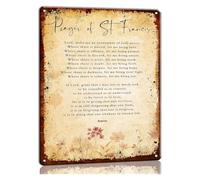 Metal Tin Sign Saint Francis Prayer Peace Prayer Poster Catholic Wall-Art Floral Decor Religious Quote Prints