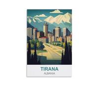 Métal Tin Signes Plaque Artistique pour Tirana Albanie Panneaux en Étain Vintage Art Mural Vintage Drôle Décoration 15x30cm