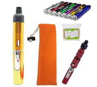 Metal Tobacco Pipe Aroma Lighter with Volcanic Rock, Multi-purpose Portable Torch Ligters, Handheld Metal All-in-One Tube, Detachable Refillable Butane Pipe Lighter for Camping Outdoor BBQ Hiking