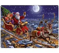 Métal Tôle Signe Drôle Décoration Artisanat Rétro Affiche Poster Plaque pour Café Hôtels 20X30Cm Traîneau du Père Noël, Traîneau du Père Noël, Père Noël en Traîneau, Art De Noël du Père Noël