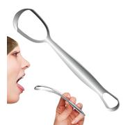 Metal Tongue Scraper, Stainless Steel Oral Hygiene Tool, 6.1x1.5in Fan-Shaped Daily Cleaner, Tongue Cleaning Tools for Breath, Adults Family Use, Silver