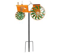 Metal Tractor Rotating Wheels Outdoor Decor, 68x21cm Wind Spinner, Iron Art Material, Kinetics Garden Sculpture for Yard, Lawn, Patio, Farmhouse Style