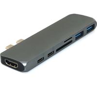 Métal Type-c Usb3.1 Usb-c compatible Hdmi Usb 3.0 Adaptateur 7-en-1 Hub Splitter pour Macbook Pro Gray