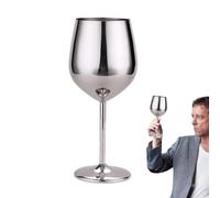 Metal Wine Cups Tall Stemmed Goblets Stainless Steel Drinking Glass Set