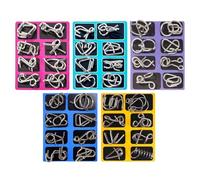 Metal Wire Puzzle Set - Brain Teaser Mind Challenge Educational Toy for Kids Teens and Adults, Durable Interlocking Design with Unlockable Pieces, Thinking Game for Home Office School Travel Party