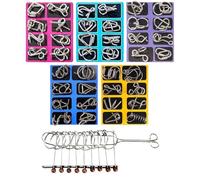 Metal Wire Puzzle Set, Brain Teaser Mind Challenge Educational Toy for Kids Teens and Adults, Durable Interlocking Design with Unlockable Pieces, Thinking Game