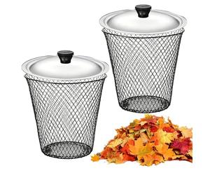 Metal Worm Composter, in Ground Compost Bin Container, 2 Piece Mesh Compost System with Lid Cover, Sturdy Steel Composts Basket, Garden Waste Recycling Bin Design, Urban Farming Kitchen Scrap Use