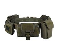 Metalakaer Ceinture tactique 5 en 1 avec poche à cartouche pour accessoires, pochette pour patrouille en plein air, multifonctionnelle, en nylon Molle, amovible, réglable, équipée - Vert armée