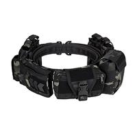 Metalakaer Ceinture tactique 5 en 1 avec poche à cartouche pour accessoires, pochette pour patrouille en plein air, multifonctionnelle, en nylon Molle, amovible, réglable, ceinture tactique équipée-BK
