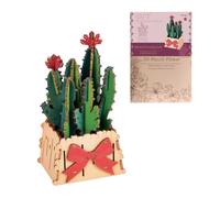 Metalakaer Puzzle 3D à faire soi-même, fleur en bois, cactus et fleurs côtières, kit de modèle assemblé, décoration de la maison et cadeau de Saint-Valentin (46 pièces)