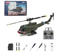 Metalakaerr C032 UH-1 Huey Hélicoptère RC à l'échelle 1/48 2,4 G 6 CH Flybarless avec positionnement du flux optique, maintien de l'altitude, capacités de cascade 3D (version RTF/bouche de requin)