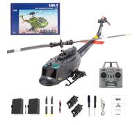 Metalakaerr C032 UH-1 Huey Hélicoptère RC à l'échelle 1/48 2,4 G 6 CH Flybarless avec positionnement du flux optique, maintien de l'altitude, capacités de cascade 3D (version RTF/bleu foncé)