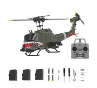 Metalakaerr C032 UH-1 Huey Hélicoptère RC à l'échelle 1/48 2,4 G 6 CH Flybarless avec positionnement du flux optique, maintien de l'altitude, capacités de cascade 3D (version RTF/bouche de requin)