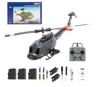 Metalakaerr C032 UH-1 Huey Hélicoptère RC à l'échelle 1/48 2,4 G 6 CH Flybarless avec positionnement du flux optique, maintien de l'altitude, capacités de cascade 3D (version RTF/bleu foncé)