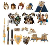 Metalakaerr Kit d'accessoires médiéval pour mini soldat/chevaliers avec casque blindé, épées, lances, compatible avec les grandes marques (23 pièces)