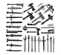 Metalakaerr KIT2 Kit d'accessoires pour armes médiévales, 30 pièces, comprenant arc, épée, bouclier, lance, hache, compatible avec les grandes marques