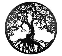 MetalArtWallDecor Arbre de Vie Décoration Murale en Métal Noir 90 cm - Sculpture Murale Ronde en Acier 1,5 mm - Résistant aux Intempéries - Décor Salon, Chambre, Terrasse, Intérieur & Extérieur