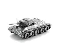 MetalEarth Char de Combat: T-34 Tank 7.44x3.96x2.97cm, Maquette 3D en métal avec 2 Feuilles, sur Carte 12x17cm, 14+