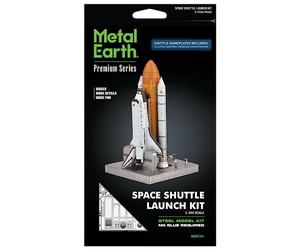 MetalEarth: ICONX - KIT DE LANCEMENT DE LA NAVETTE SPATIALE 9x10,49x17,02cm, maquette 3D en métal avec 3 feuilles, en boîte 13,5x22x2cm, 14+