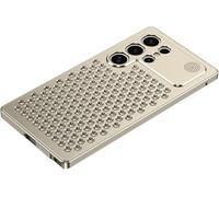 Metall Hülle Für Samsung Galaxy S25 Ultra, Kameraschutz Kratzfest Aluminiumlegierung Handyhüllen Aromatherapie Wärmeableitung Fall, Gold,S25 Ultra