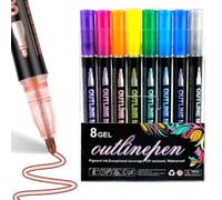 Metall-ic Lot de 8 marqueurs de contour pailletés avec effet méta-llic double ligne pour travaux manuels, projets de bricolage, cartes de Noël