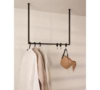 Metallbude Rail à vêtements RUBI Noir - Design portant a vetement Solide pour couloir ou Chambre, Penderie Murale (Montage au Plafond) -Tringle et Barre de Penderie, Porte Vêtement 80x80 cm