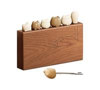 Metallgabeln - 6 Teiliges Edelstahl Obstgabel Set | Dessertgabeln Mit Katzengriff Design Holzhalter | Für Obst Melone Appetithäppchen Käsekuchen Salat Party Reise Camping Zuhause