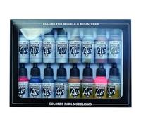 Createx Vallejo Lot de 16 peintures acryliques pour aérographe — Couleurs assorties métallisé