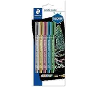 Metallic Marker, Feutres À Encre Métallique Pour Loisirs Créatifs Et Écriture Stylisée, Encre Pigmentée À Base D'eau, Largeur De Trait 1-2 Mm, Étui Blister Avec 5 Couleurs, 8323-S Bk5s